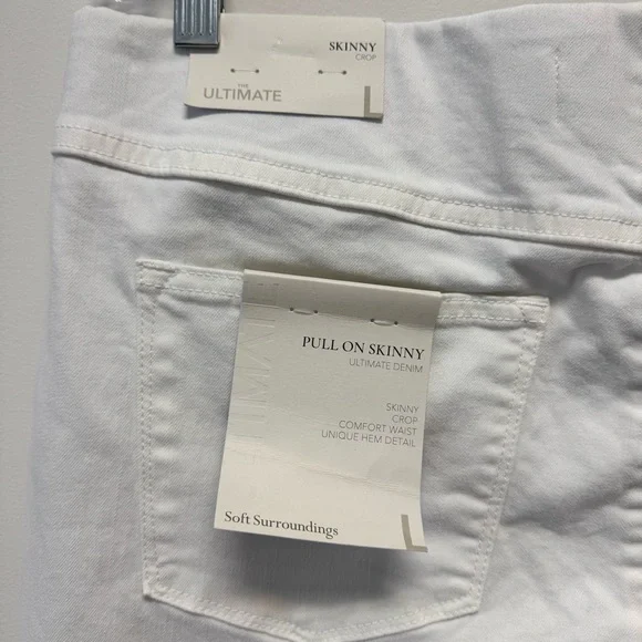 NWT Soft Surroundings Pull On Skinny Ultimate Denim Crop Hem Detail Size L 14/16 - Picture 5 of 16